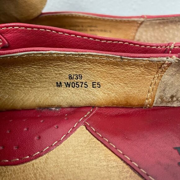 Born Vibrant Red Leather Slip-On Loafers with Moccasin Stitching Size 8 EUC - Picture 3 of 10